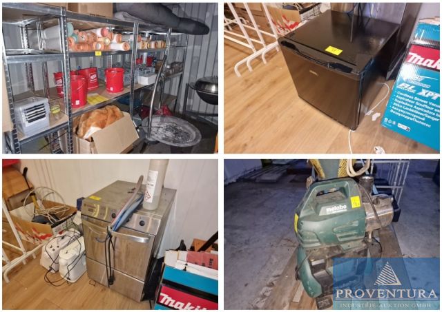 Insolvenzversteigerung: Restinventar aus Event-Gastronomie, über 90.000 Einwegbecher, 22 Stehtische, Gläserspülmaschine, Pumpen, etc.