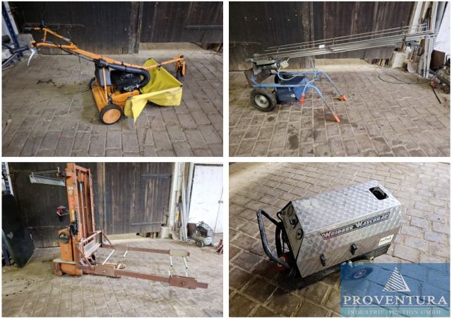 Versteigerung: Rasenmäher-Hebebühne, Metall-Bügelsäge BGU, Brennholz-Förderband, div. Hochgras- u. Rasenmäher