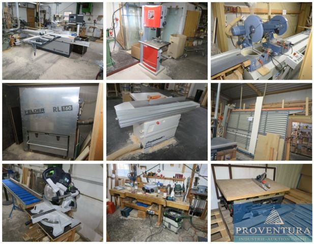 Insolvenzversteigerung TEKA Saunabau GmbH, 300 Pos. Holzbau, Formatkreissäge ALTENDORF F45 EvoDrive 2023, Absauganlage Spänex SMU 100 Bj. 2019, FESTOOL Werkzeuge, Lagertechnik, etc.