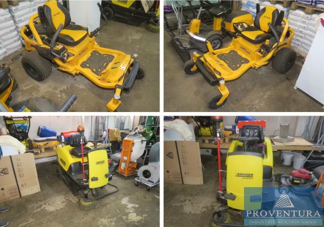 kurzfristig wieder online: Nullwendekreismäher CUBCADET XZ5 Ultima Enduro Series, Aufsitzkehrmaschine KÄRCHER KM 100100 R