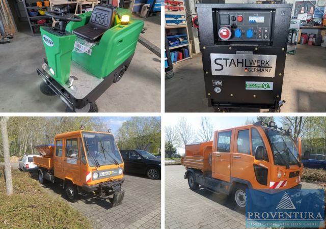 Insolvenzauktion 14 Pos. Inventar Hausmeisterservice: Lkw MULTICAR M26 u. M30, Reifenauswucht - u. Reifenmontiermaschine WEBER, Dieselgeneratot STAHLWERK SW-20 kW, Werkezugwagen, etc.