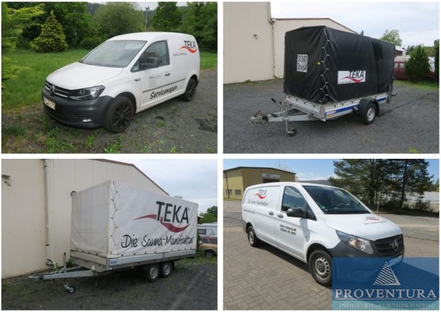 Insolvenz-Fahrzeugeversteigerung: VW Caddy 2.0 TDI, EZ 2016, 190.00 km, MB Vito 111 CDI, EZ 2016, 213.000 km, Pkw-Anhänger Blyss EZ 2024 1.300 kg, Hapert EZ 2018 3.000 kg