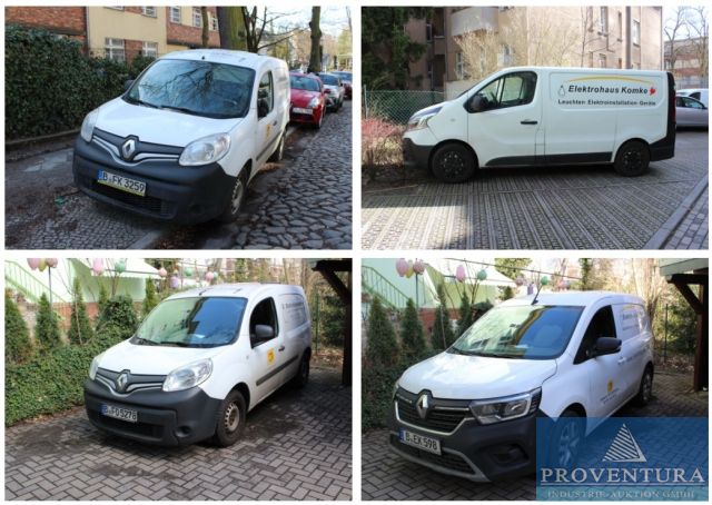 Insolvenz-Fahrzeugauktion: 6x LKW Renault Kangoo + Traffic und Lastenfahrrad CHRISTIANIA BIKES