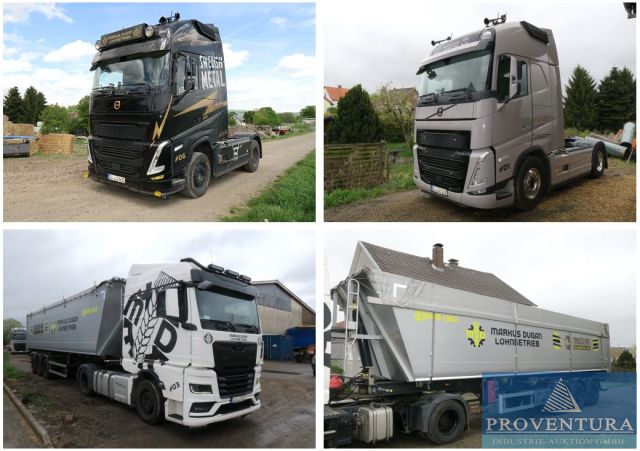 Insolvenzversteigerung Fahrzeuge aus Lohnunternehmen: Volvo FH 500 Swedish Metal Edition, EZ 2024, 162.000 km, MAN TGX 18.510, EZ 2023, Volvo FH 500, EZ 2023, SZM Kippauflieger GRANALU S3NA, EZ 2022   – 37200 Raum Südniedersachsen – 08.06.2026 – 09:15:00 – Feedzy