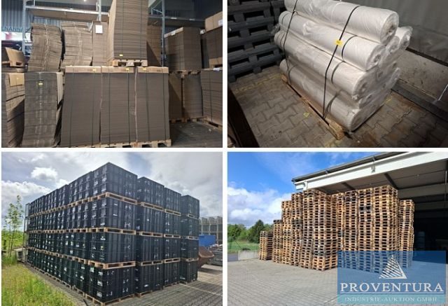 Insolvenzversteigerung Sonnplast Solutions GmbH 102 Pos. Verpackungen und ca. 5.700 EN-Boxen 60x40 cm sowie 80x40 cm, ca.169 Euro-Klappboxen 120x80 cm