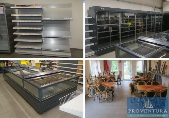 Insolvenzversteigerung 100 Pos. Inventar aus Dorfladen: div. Verkaufsregale TEGO, Kühlgeräte VIESSMANN, Getränkekühlschränke, div. Sitzmöbel, Gastrosonnenschirme, etc.