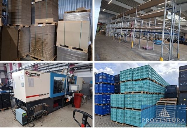- Alles muss raus - Insolvenzversteigerung Sonnplast Solutions GmbH 199 Pos. Maschinen, EDV, Verpackungen, 992 Maxi-EN-Boxen 80x40 cm, ca.169 Euro-Klappboxen 120x80 cm, Regale Kleinteile, Büro etc. - Alles muss raus −