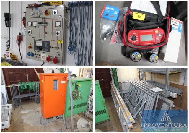 Versteigerung: 150 Pos. Werkzeuge und Maschinen aus Elektromontagebetrieb, Handmaschinen, Warenvorräte, Prüfgeräte, etc.