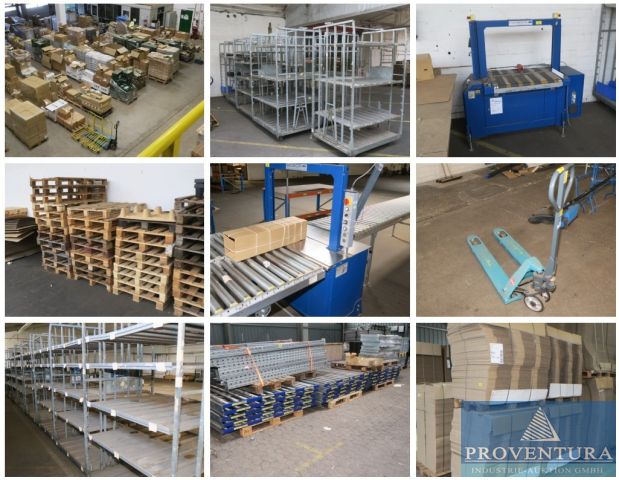 Versteigerung ehem. Online-Shop: 570 Positionen, 2.500 Europaletten, 600 Paletten Sonderpostenware, 700 Paletten Kartonagen, Lager- u. Logistiktechnik, etc.