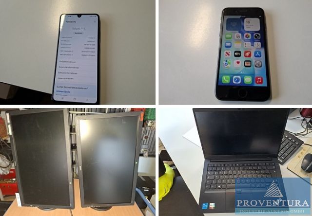 Insolvenzversteigerung 13 Pos. EDV Laptops, APPLE iPhone SE, SAMSUNG A41, Monitore,