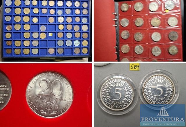 Münzversteigerung 71 Pos. Silber- und Sammlermünzen DDR BRD 5 DM Deutsches Reich