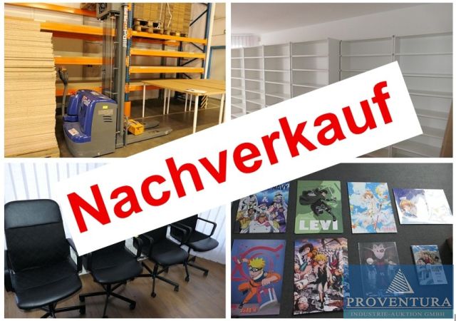 Nachverkauf: Insolvenzversteigerung: 47 Pos. Lagertechnik, Schwerlastregale, größere Menge IKEA-Büromöbel, Sonderposten 2.150 DVDs Manga-Style