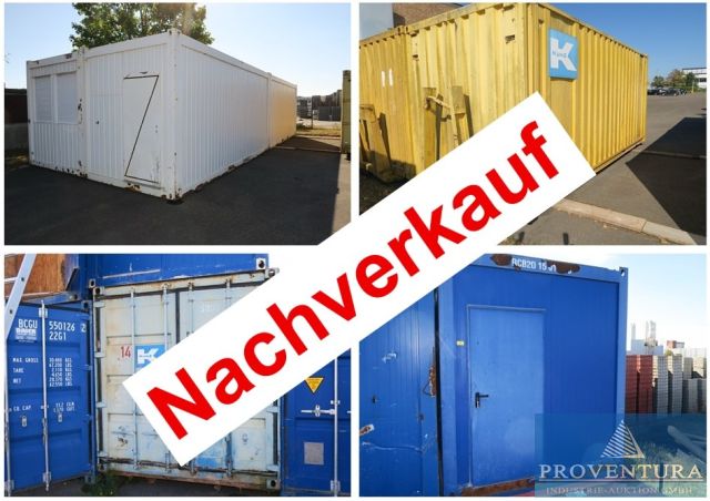 Nachversteigerung: Container-Versteigerung: Bürocontaineranlage 4x20 Fuß, 3 Bürocontainer 20 Fuß, 3x Absetzcontianer, 4x Lagercontainer