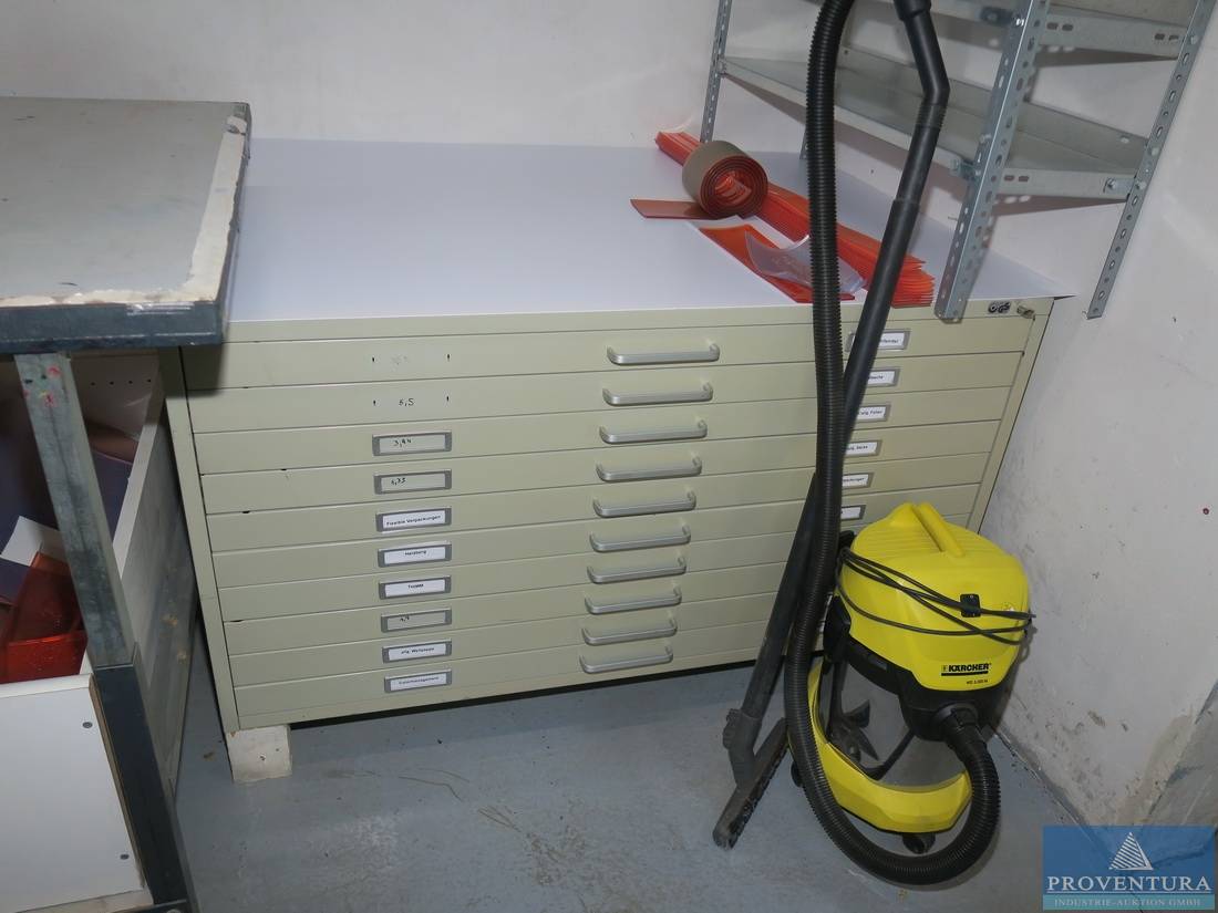 Plattenschubladenschrank Stahl grau | Proventura Online-Auktion