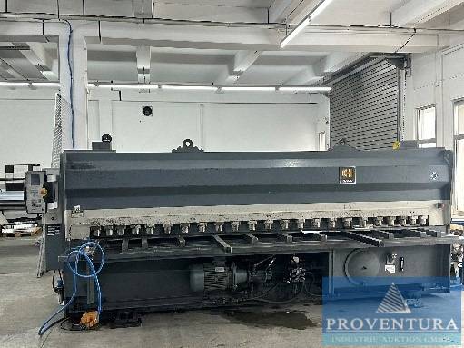 Online-Auktion: 5 Pos. aus Metallbaubetrieb: Tafelschere HACO HSLX 4006, Bj. 2001, Schwerlastregal, Spezial Druckluftöl, Verbrauchsmaterial
