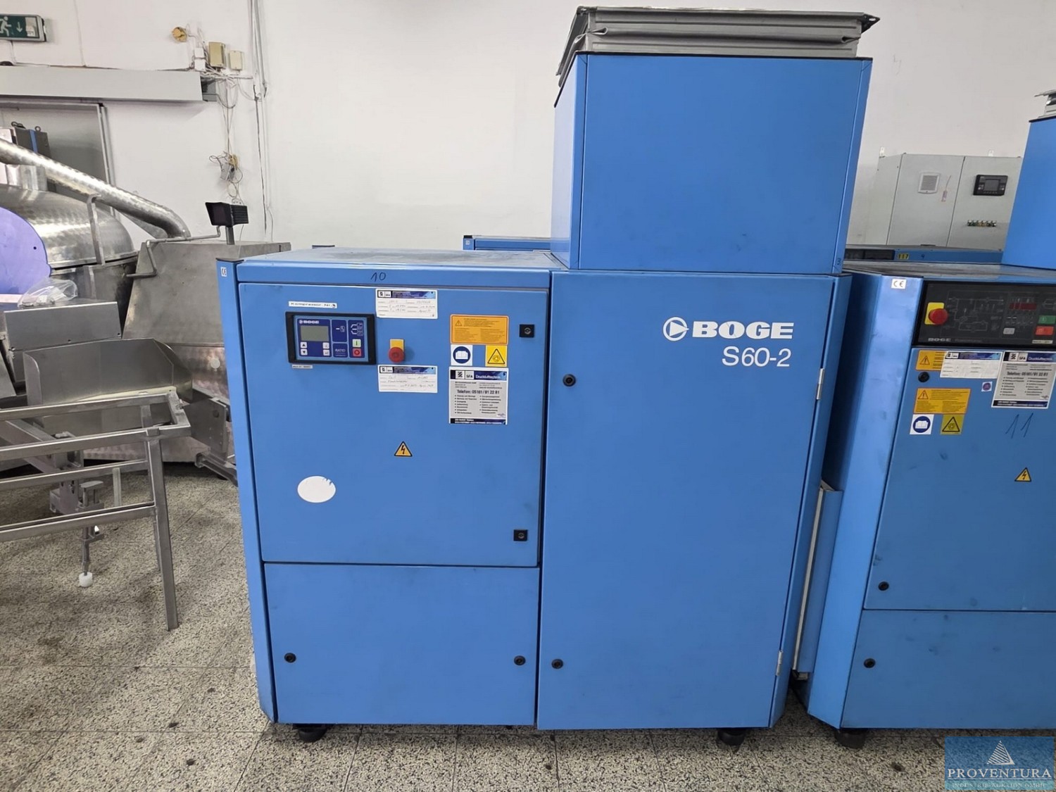 Versteigerung Kompressoren und Blockheizkraftwerk BOGE S50 - S60, ATLAS COPCO GA 45 - GA75, WOLF POER GTK50E 08 fast neu, Ballenpresse BRAMIDAN B20, Gasstapler KOMATSU FG14