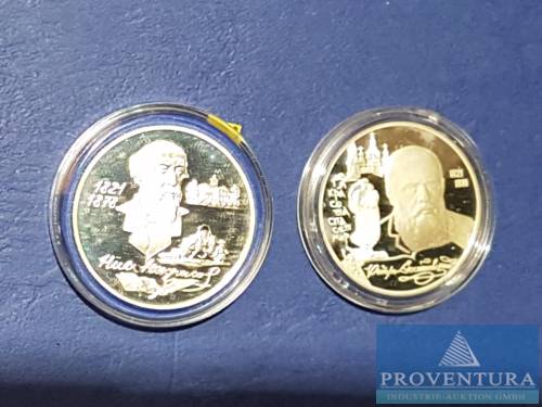 Silbermünzen Russland 2 Rubel 1996 pp N.A. Nekrasov