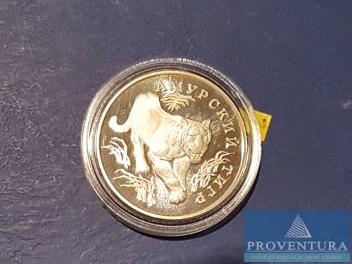 Silbermünze Russland 1 Rubel 1993 pp Amur-Tiger