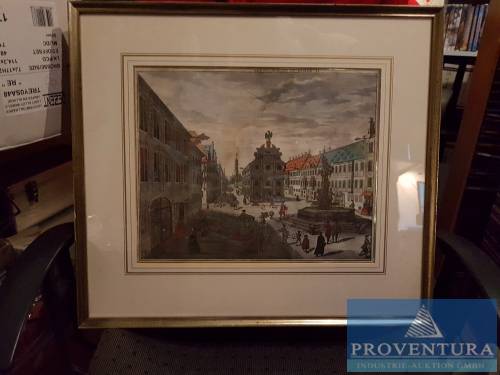 Wandbild Stich Weinmarkt Augsburg um 1770