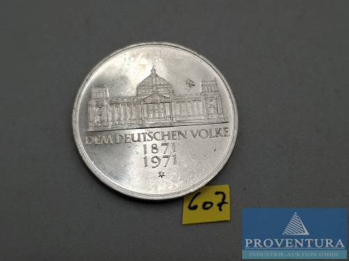 Silbermünze Bundesrepublik Deutschland 5 DM 100 Jahre Reichsgründung 1971 vz Silber .625 11.2 gr Rauhgewicht