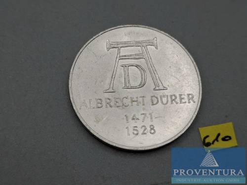 Silbermünze Bundesrepublik Deutschland 5 DM Albrecht Dürer 1971 vz Silber .625 11.2 gr Rauhgewicht