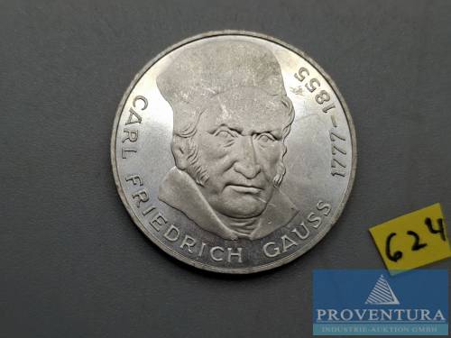 Silbermünze Bundesrepublik Deutschland 5 DM Carl Friedrich Gauss 1977 vz Silber .625 11.2 gr Rauhgewicht
