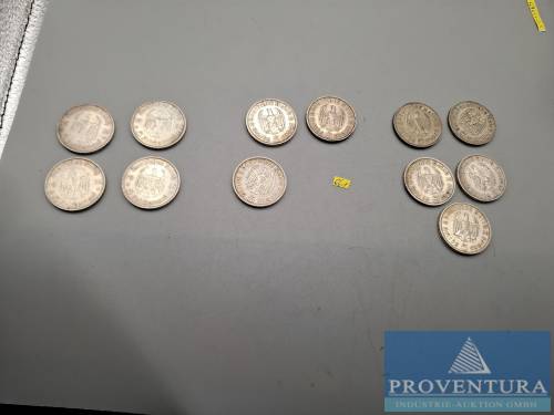 Silbermünzen Deutsches Reich 12x 5 Reichsmark Garnisonskirche + Hindenburg Silber .625 8 gr Rauhgewicht