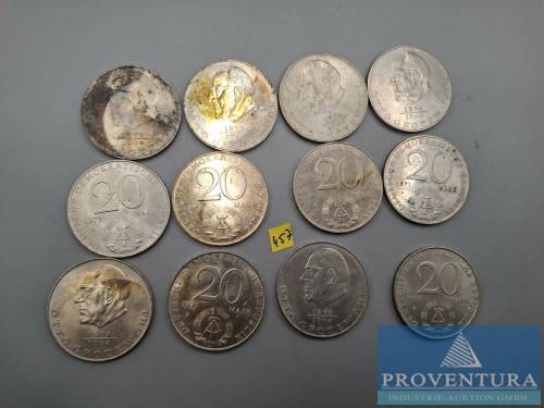 Monety obiegowe NRD 12x 20 Mark 1973 Otto Grotewohl KM47