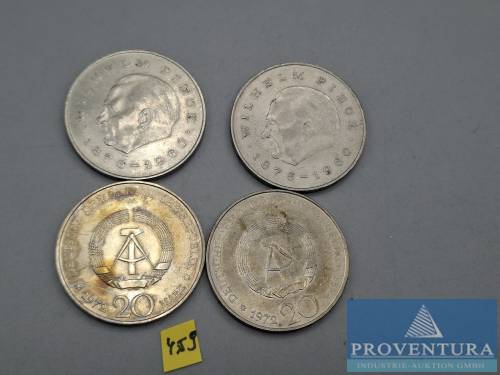Pièces de circulation RDA 4x 20 Mark 1972 Wilhelm Pieck KM42