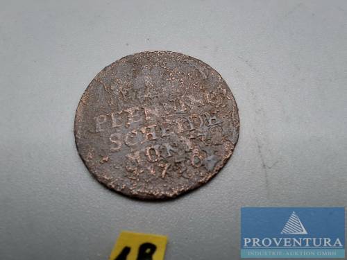 Circulation coin Brunswick-Wolfenbüttel 1 Pfenning 1730 KM780