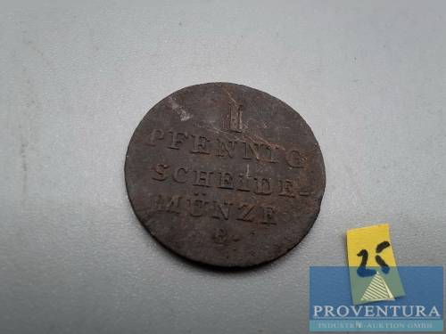 Монета Королевство Ганновер 1 пфенниг 1828B