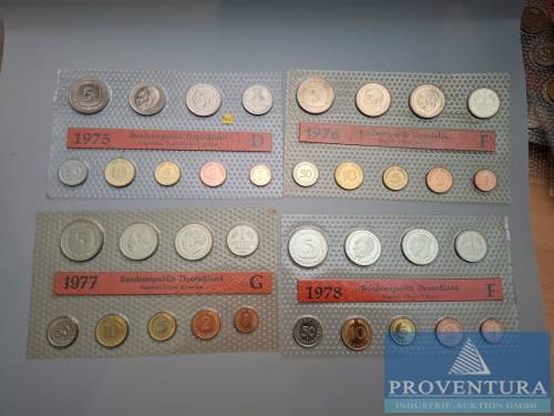 Sada mincí SRN 1975D 1976F 1977 G 1978 F st 43,52 DM