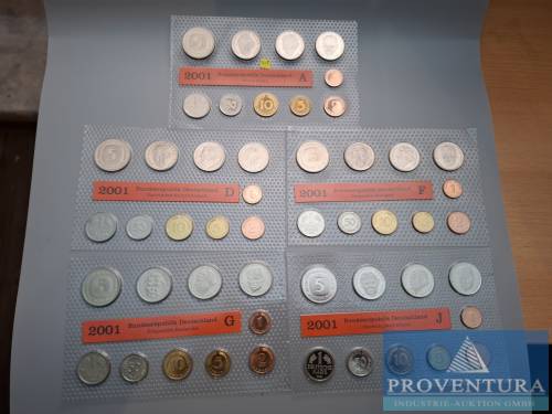 KMS Bundesrepublik Deutschland 2001 ADFGJ st 64.40 DM
