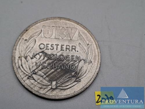 Medal ÖKV Austrian Kennel Association awarded to Axel v. Pöch-Larn Vienna 31.V. 1.VI.1947 "Sehr gut"