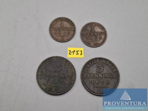 Monety obiegowe Prusy 2x 1 Pfennig 1868 B
