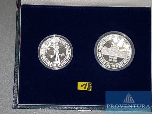 Yugoslavia silver coin set Non-Aligned Summit 50,000 and 100,000 Dinars 1989 pp