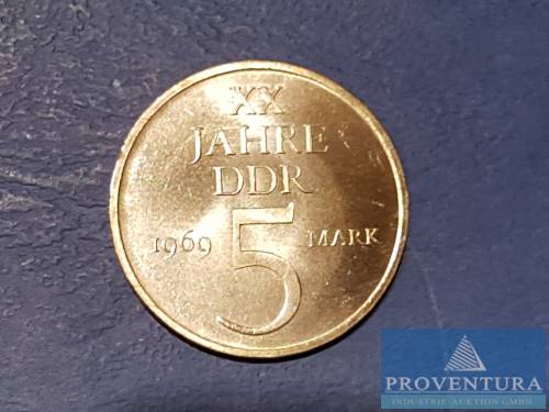 Pièces de circulation RDA 5 Mark 20 ans de la RDA 1969