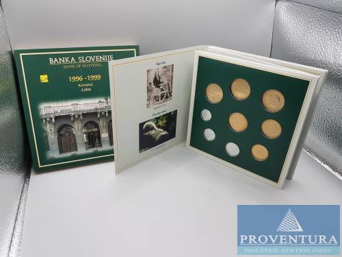 Série de pièces Slovénie 1996-1999 10 stotinov - 5 tolarjev + 1996 5 tolarjev Olympia + tolarjev Indépendance + 5 tolarjev 150 ans chemin de fer + 1997 5 tolarjev Ziga Zois total 55,20 tolarjev