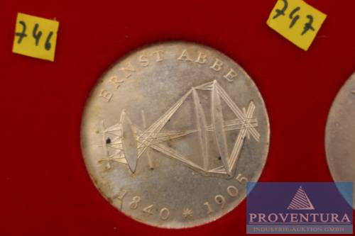 Silver coin GDR 20 Mark Ernst Abbe 1980