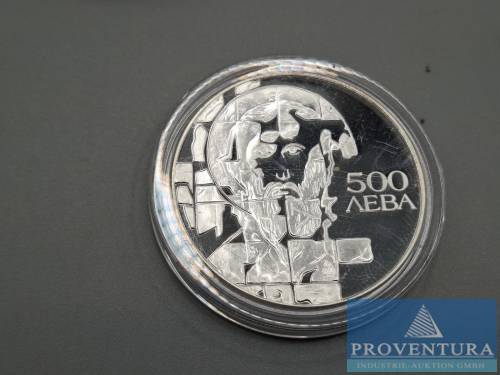 Silbermünze Bulgarien 500 Lewa 1993 St. Theodor Stratilat pp Silber .925 33.625 gr Rauhgewicht