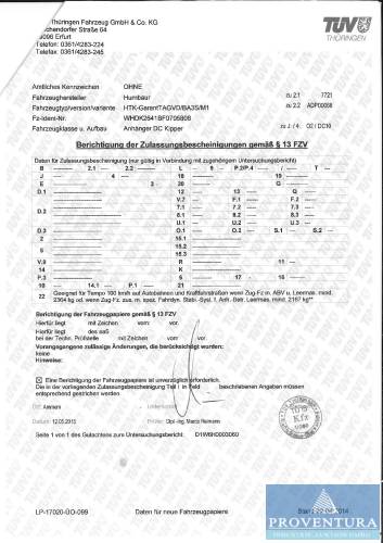 Anhänger Kipper HUMBAUR Garanat 2600 EZ 2015 2.600 kg zGG